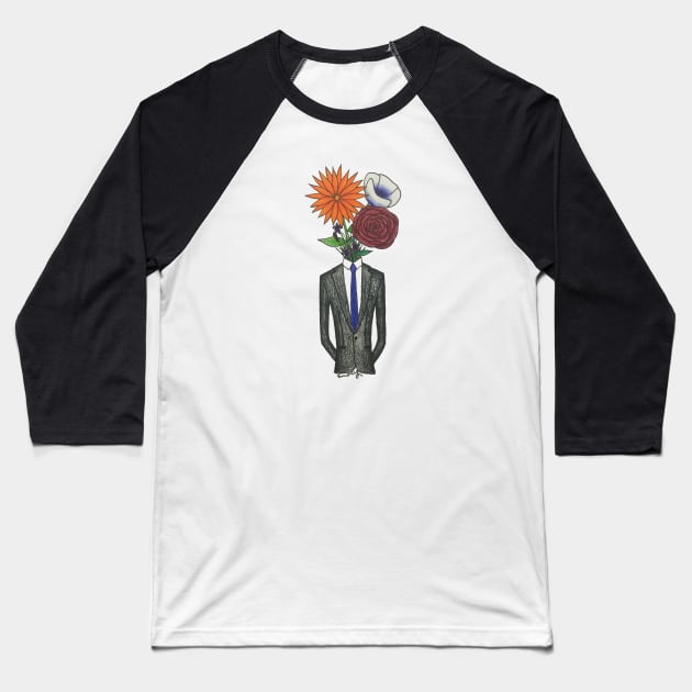 Suit Vase Baseball T-Shirt by CaffeineandChaos